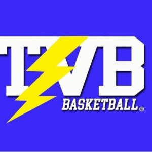 TVB Basketball logo and illustration on a blue background